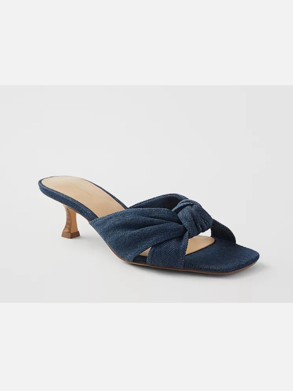 Ann Taylor Navy Denim Knot Mules